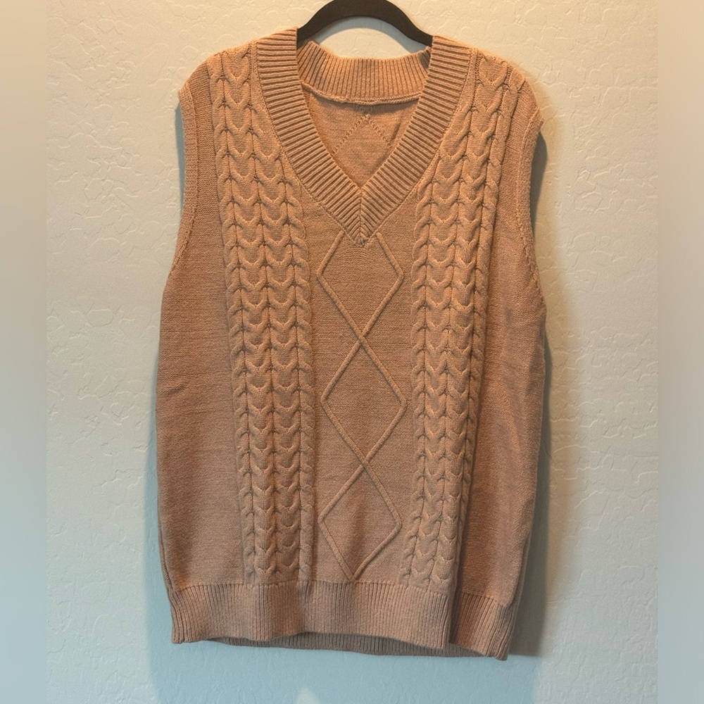 Cableknit Sweater Vest Camel - XXL